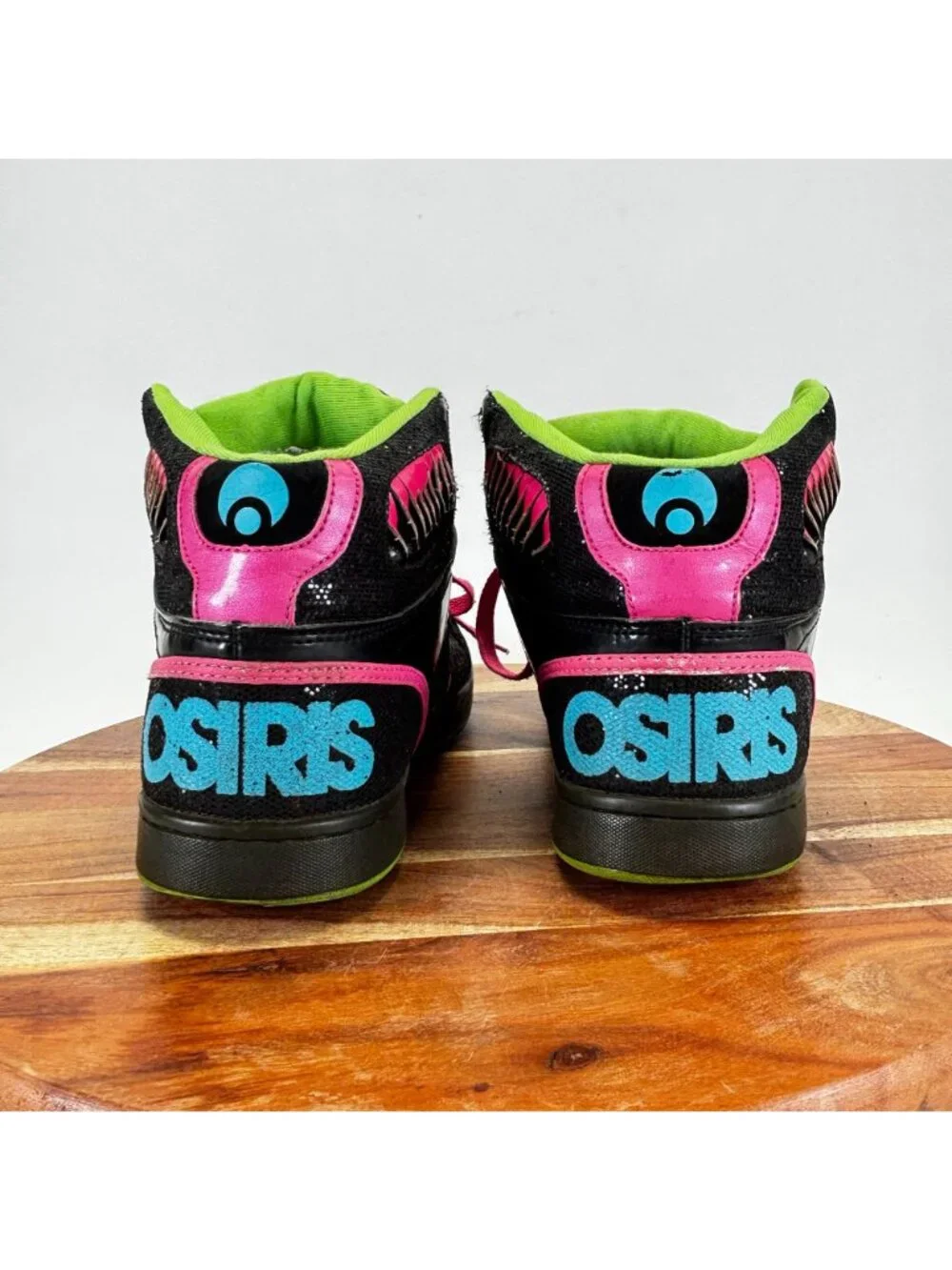 Osiris NYC 83 Womens Size 9 High-Top Sneakers Vintage Black Pink Green Shoes